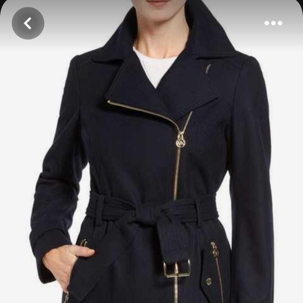 Michael Kors Wool Blend Asymmetrical Belted Coat